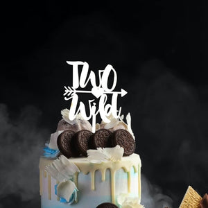 Acrylic Silver Mirror Two Wild Arrow Birthday Cake Topper