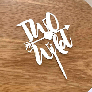 Acrylic Silver Mirror Two Wild Arrow Birthday Cake Topper