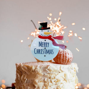 Acrylic Snowman Merry Christmas Cake Topper