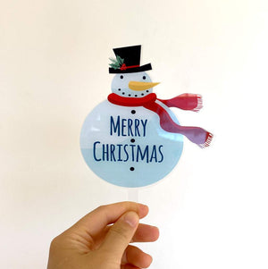 Acrylic Snowman Merry Christmas Cake Topper