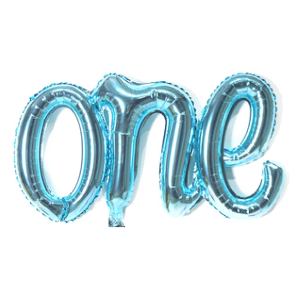 Blue 'one' Script First Birthday Party Foil Balloon