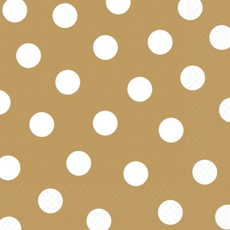Amscan Dots Lunch Napkin 16 Pack - Gold