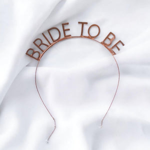 Metal Rose Gold Bride To Be Headband - Bridal Shower, Hen Party & Wedding Hair Accessories for Brides
