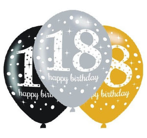 Amscan Sparkling Celebration 18 30cm Latex Balloon 6 Pack