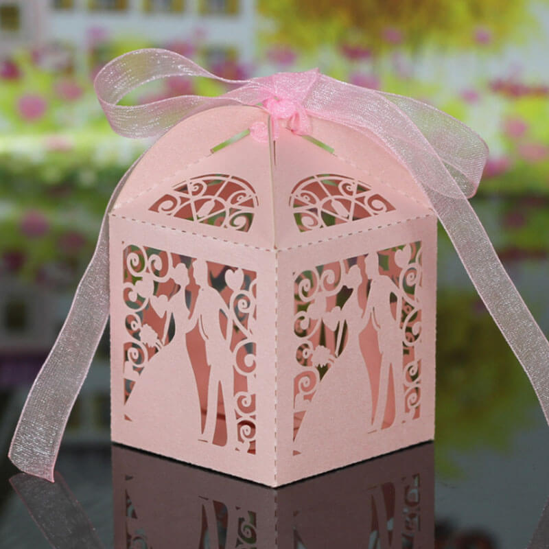 Baby Pink Wedding Couple Bombonierre Gift Box 10 Pack