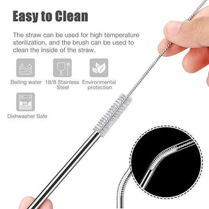 Bent Black Stainless Steel Drinking Straw 210mm x 6mm - Online Party Supplies