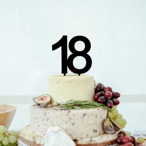 Acrylic Black Number 18 Cake Topper