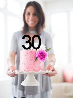 Acrylic Black Number 30 Cake Topper - Style A