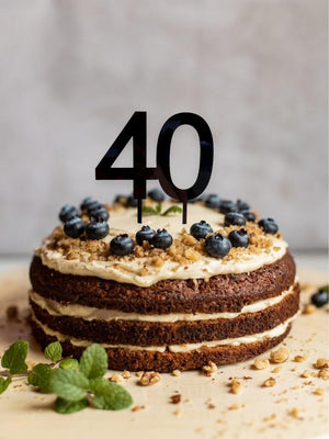 black acrylic Number 40 Cake Topper 40th fortieth birthday cake decorating supplies party decorations