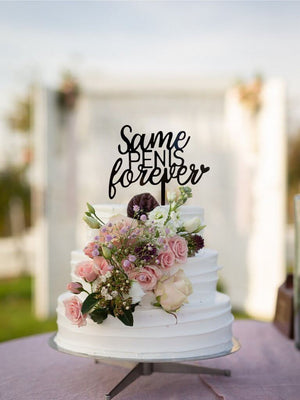 Black Acrylic 'Same PENIS forever' hen party bridal shower Cake Topper