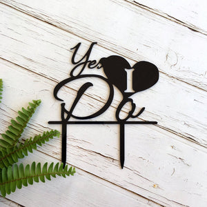 Black Acrylic 'Yes I Do' Wedding Cake Topper - Online Party Supplies