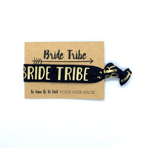 Gold Print Black Bride Tribe Hair Tie Bridal Wristband for Hen Bachelorette Party Bridesmaids gifts