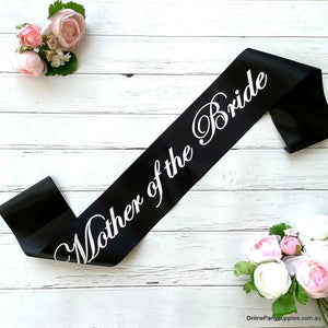 Online Party Supplies Australia Black 'Mother Of The Bride' Bachelorette Party Satin Sash