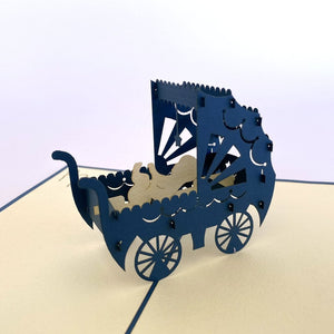 Baby Sleeping in Blue Cot 3D Baby Shower Pop Up Card - Small