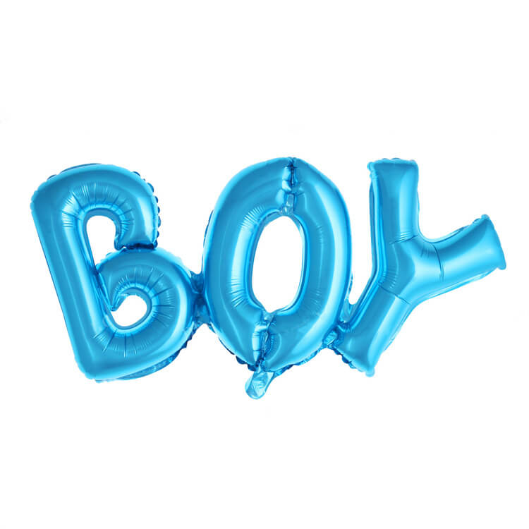 91*36cm Blue BOY Script Baby Shower Gender Reveal Foil Balloon