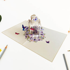 Online Party Supplies Handmade Blue Hummingbird Hovering the Bird Cage 3D Pop Up Greeting Birthday Card