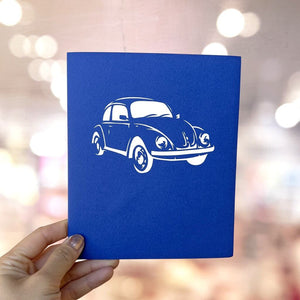 Blue Vintage Car 3D Pop Up Greeting Card - Blue Cover