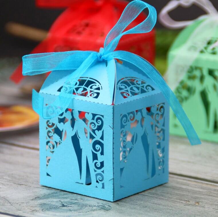 Blue Wedding Couple Bombonierre Gift Box 10 Pack