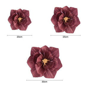 Burgundy Red Crepe Paper Peony Flower - 3 Sizes