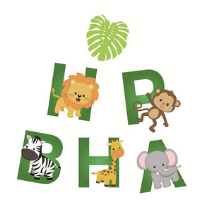 Happy Birthday Jungle Animal Hanging Paper Garland