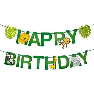 Happy Birthday Jungle Animal Hanging Paper Garland