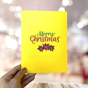 Christmas Poinsettia Flower Basket 3D Pop Up Greeting Card