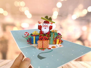 Handmade Santa Claus with Xmas Presents Pop Up Christmas Card