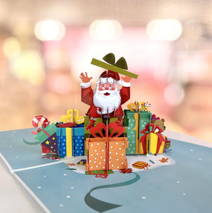 Handmade Santa Claus with Xmas Presents Pop Up Christmas Card