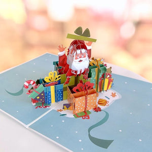 Handmade Santa Claus with Xmas Presents Pop Up Christmas Card