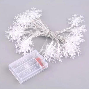 Christmas Snowflake Fairy String Lights - Warm White, Battery Operated