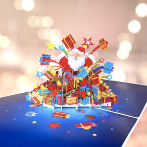 Handmade Super Star Santa Claus with Xmas Presents Pop Up Christmas Card
