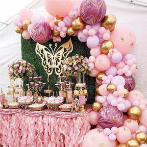 124pcs Chrome Gold, Macaron Baby Pink, Lilac & Agate Balloon Garland DIY Kit - DIY Party Supplies & Balloon Decorations