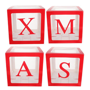 Red & Transparent XMAS Balloon Cube Boxes