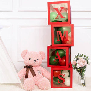 Red & Transparent XMAS Balloon Cube Boxes