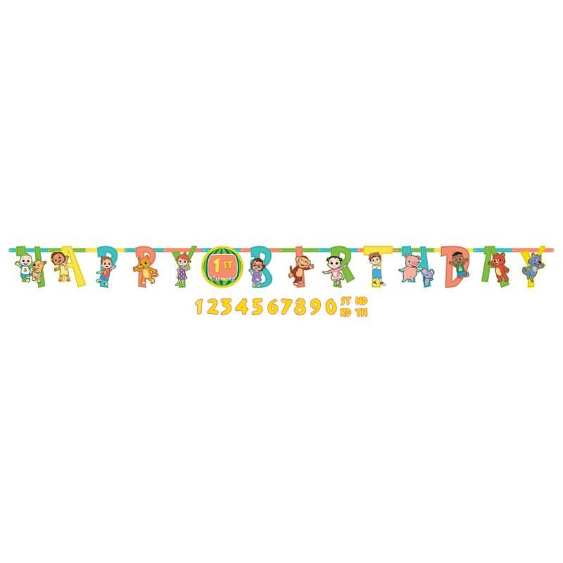 CoComelon Jumbo Add-An-Age Happy Birthday Letter Banner