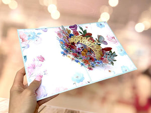 CONGRATULATIONS in Spring Garden 3D Pop Up Greeting Card - Blue Cover