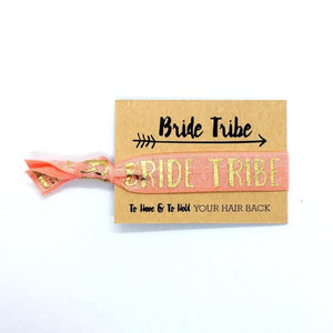 Gold Print Coral Bride Tribe Hair Tie Bridal Wristband for Hen Bachelorette Party Bridesmaids gifts