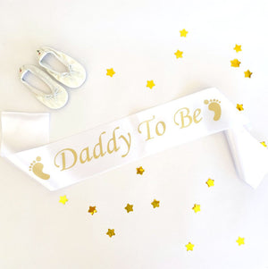 White 'Daddy To Be' Gender Reveal Party Satin Sash
