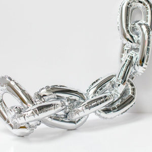 16" Online Party Supplies Silver Foil Chain Balloon Links for Hip Hop Dance Disco 80s 90s themed party decorations