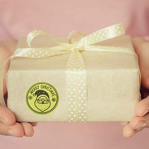 Style E - Round Gold Foil Merry Christmas Stickers - Christmas Gift Packing and Wrapping Supplies