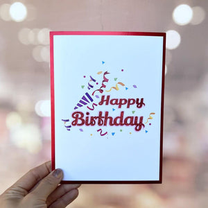 Luxury Red Glitter Happy Birthday with Presents Pop Up Card