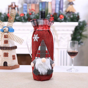 European Style Scandinavian Santa Woodland Santa Claus Christmas Wine Bottle Cover - Online Party Supplies