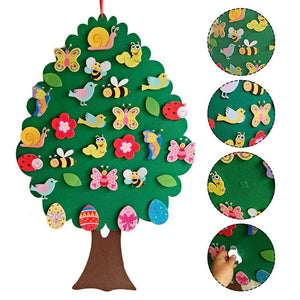 Felt Happy Easter Tree Kit, Easter Gift for Toddler, 3D Felt Ornament, Easter Decoration, Montessori Educational Pretend Play, Children's Easter Activity, Hand Crafts