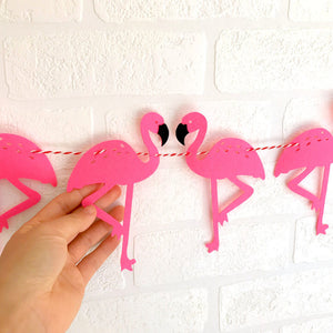Online Party Supplies DIY Pink Felt Flamingo Bunting Garland for Hawaiian Luau Party