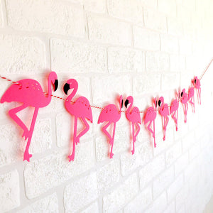 Online Party Supplies DIY Pink Felt Flamingo Bunting Garland for Hawaiian Luau Party