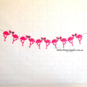 Online Party Supplies DIY Pink Felt Flamingo Bunting Garland for Hawaiian Luau Party
