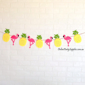 Online Party Supplies DIY Felt Flamingo with Pineapple Bunting Garland for Hawaiian Luau Party