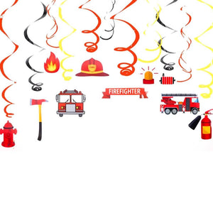 Fire Truck Themed Party Hanging Swirl Decorations