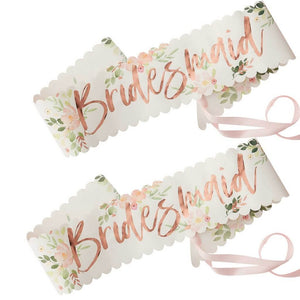 Ginger Ray Floral Bridesmaid Sash 2 Pack in Gift Box - Gifts for Bridesmaids, Bridesmaids' Proposals