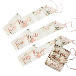 Ginger Ray Floral Team Bride Sash 6 Pack in Gift Box